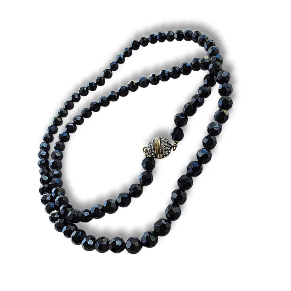 HEIDI DAUS Long Black Crystal Beaded Formal Necklace Retired 38" Layering Vtg